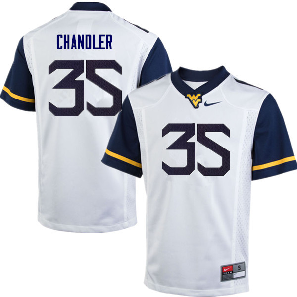 Men #35 Josh Chandler West Virginia Mountaineers College Football Jerseys Sale-White - Click Image to Close